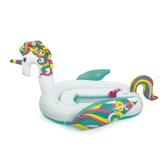 Bestway 5.90m x 4.04m giant unicorn island contents:one island, one climb cushion one anchor bag heavy-duty repair patch